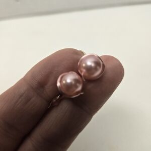 Hand Crafted Rose Gold and Light Pink Faux Pearl Post Earrings